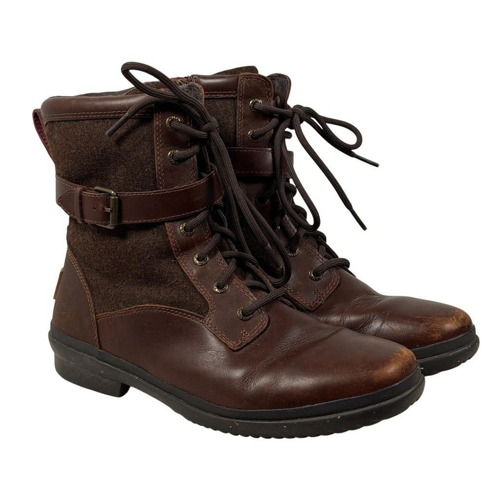 UGG Simmens 1005264 Womens 9.5 Stout Brown Leather Suede Waterproof Boots